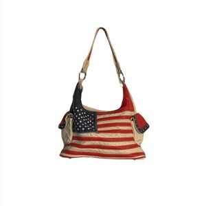 Blazin Roxx USA flag leather concealed handgun tote bag
